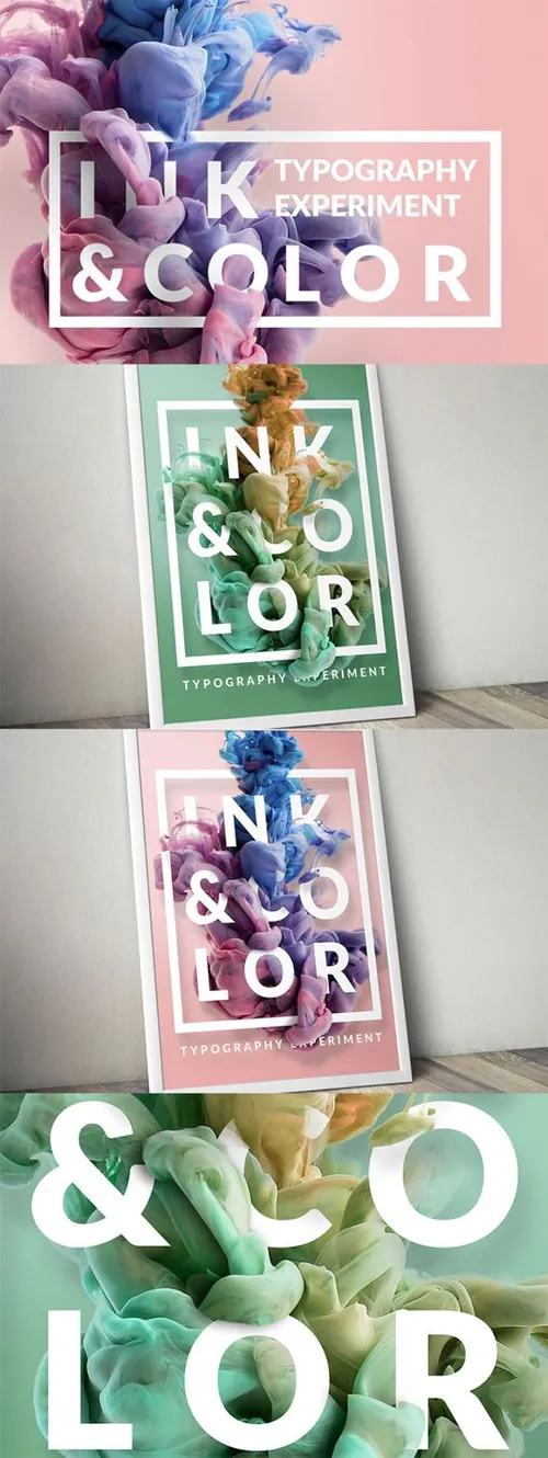 墨水特效海报展示模型PSD模板design-something