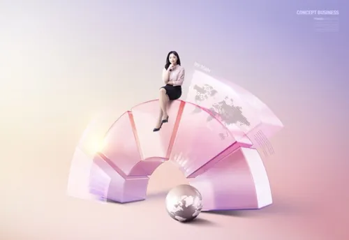 立体3D概念商业场景广告PSD海报模板 Concept Business Poster