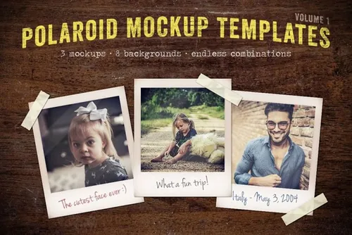 宝丽来照片样机模板 Polaroid Mockup Templates Volume 1