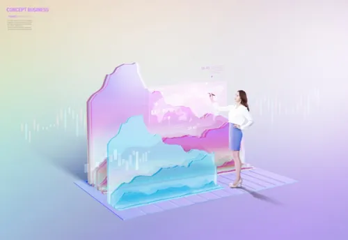 立体3D概念商业场景广告PSD海报模板 Concept Business Poster