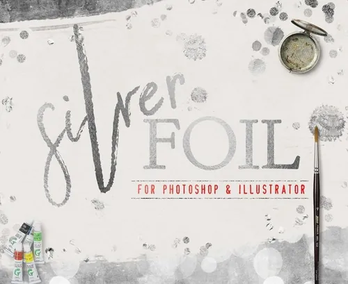 银色金属箔背景纹理 Silver Metallic Foil