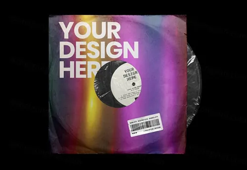 欧美街头风格摇滚嬉皮士黑胶光碟贴图样机模板