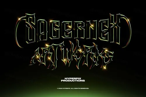 80年代复古蒸汽波金属字体特效PSD模板素材 Chrome Text Styles