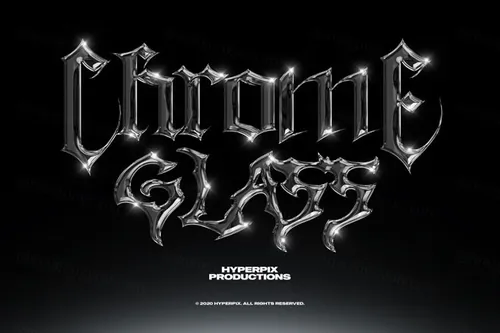 80年代复古蒸汽波金属字体特效PSD模板素材 Chrome Text Styles