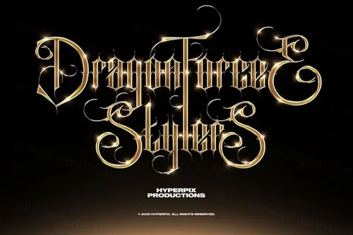 80年代复古蒸汽波黄金质感金属字体特效PSD模板素材 Chrome Text Styles