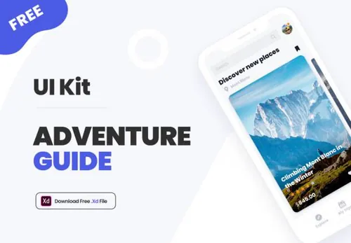 探险旅游指南移动APP界面设计 Adventure Guide UI Kit 每