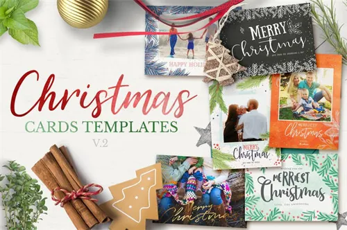圣诞主题圣诞贺卡请柬设计模板 Christmas-Cards-Template-v2