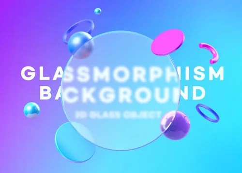 最新潮流C4D渲染模糊毛玻璃艺术效果抽象背景设计装饰元素 Glass Morphism Background