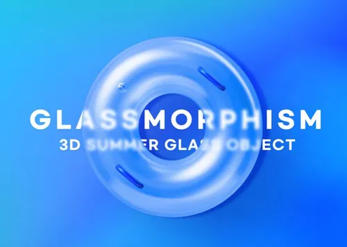 最新潮流C4D渲染模糊毛玻璃艺术效果抽象背景设计装饰元素 Glass Morphism Background