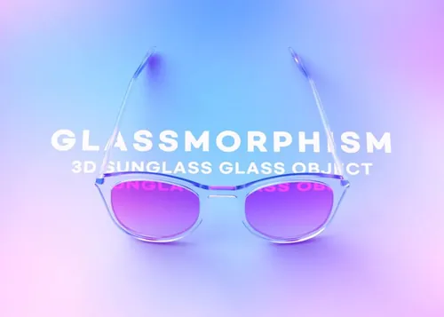 最新潮流C4D渲染模糊毛玻璃艺术效果眼镜渐变背景 Glass Morphism Background