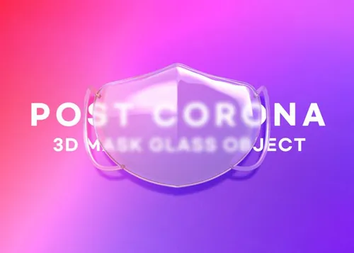 最新潮流C4D渲染模糊毛玻璃艺术效果半透明口罩 Glass Morphism Background