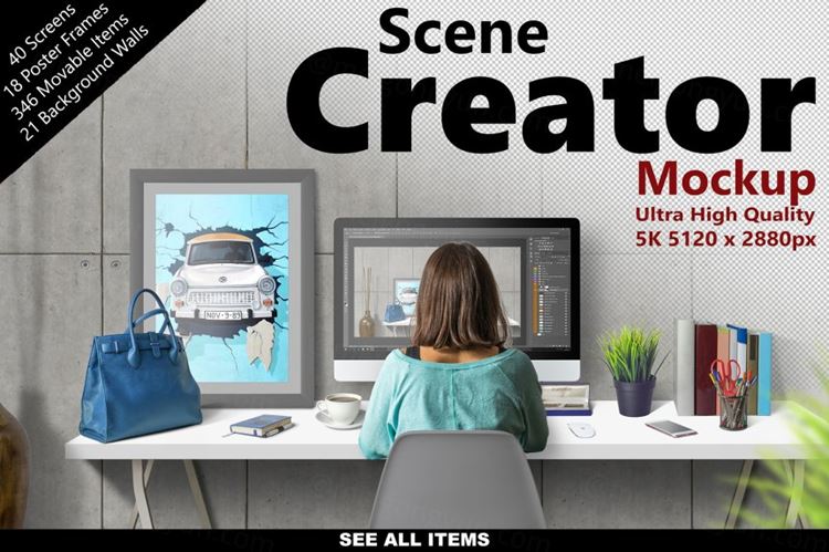5K高清场景设计模板 SCENE CREATOR 5K Mockup