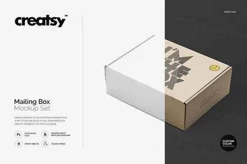 快递包裹包装盒子样机模板PSD_Mailing_Box_Mockup_Set
