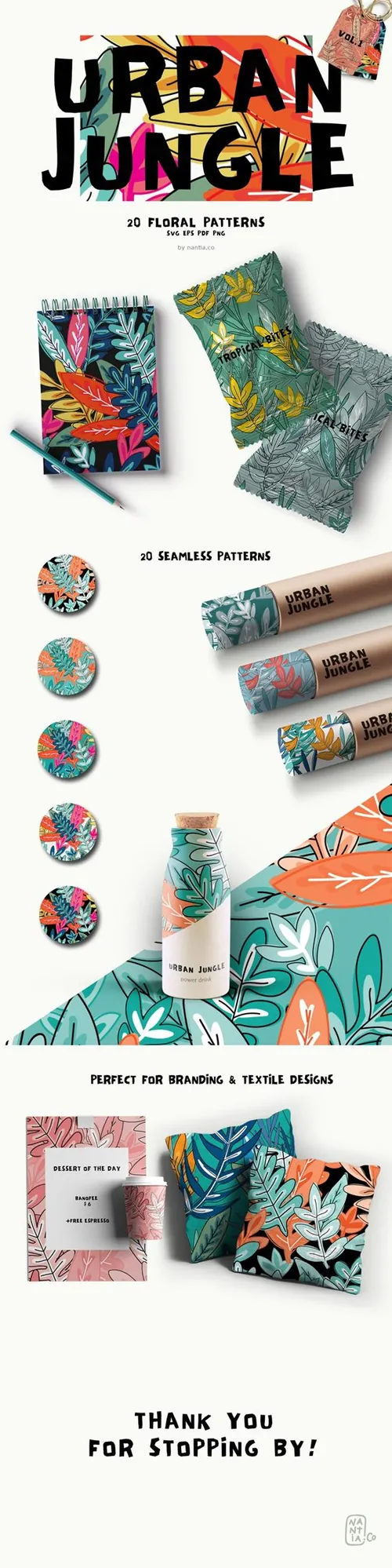 抽象艺术图形背景Urban Jungle Vol 1 Sea