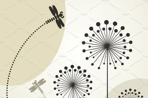 蒲公英丛的蜻蜓矢量插图Dragonfly on a flower