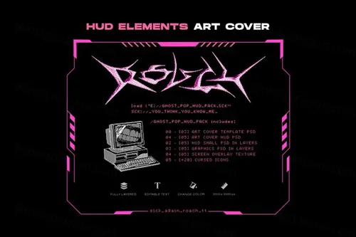 潮流未来派酸性艺术HUD边框视频动画元素大合集 HUD el