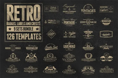 126款复古徽章标签矢量模板 126-Retro-Badges-Labels-Crests