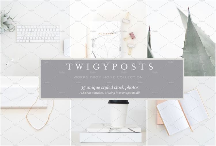 办公场景贴图样机素材  Works from Home