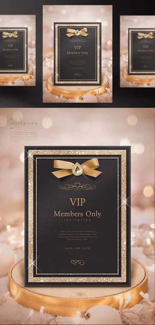 高级邀请函蕾丝礼品卡VIP卡场景样机展示PSD模版