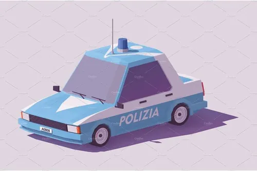 意大利警车矢量插图设计素材Vector low poly Italian police car
