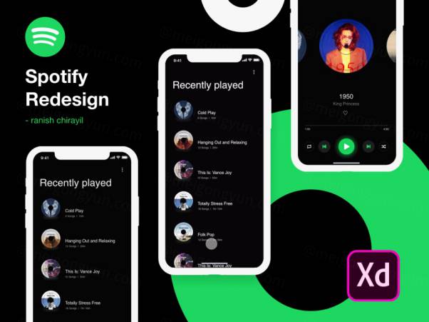 Spotify移动App重新概念设计 Redesign Concept 每日UI