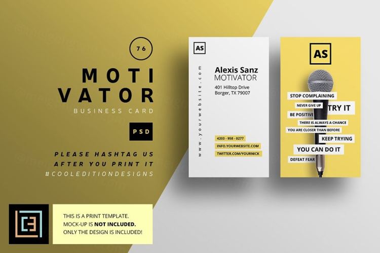 创意麦克风名片模板PSD模板Motivator - Business Card 76