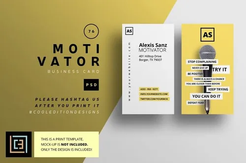 创意麦克风名片模板PSD模板Motivator - Business Card 76