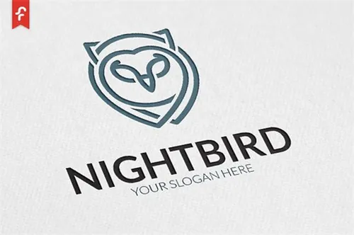 猫头鹰形状标志Logo模板 Night-Bird-Logo