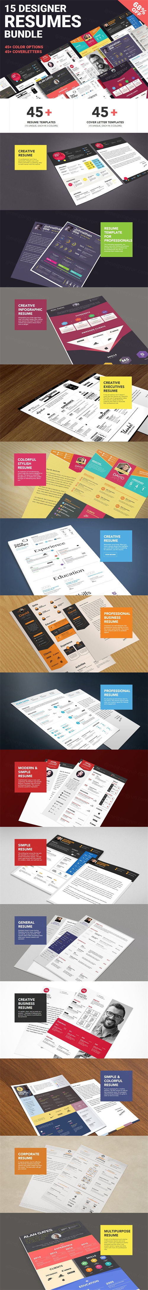 视觉设计师程序员IT工作者求职信简历PSD模版 Massive Designer Resumes Bundle