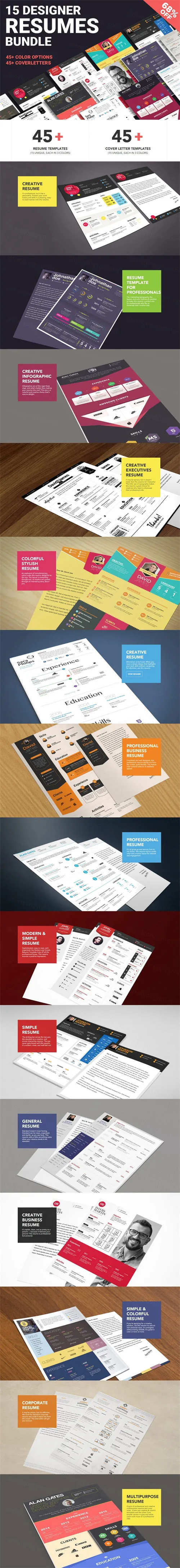 视觉设计师程序员IT工作者求职信简历PSD模版 Massive Designer Resumes Bundle
