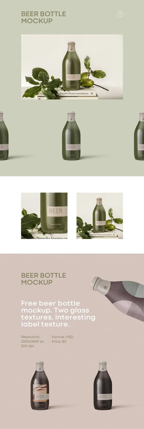 啤酒包装贴图样机展示模板 Beer Bottle Mockup