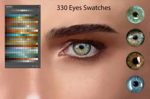 眼睛绘画笔刷设计素材 Eyes Swatches for Digital Painting