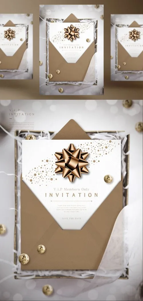 高级邀请函信封钻石礼品卡VIP卡场景样机展示PSD模版