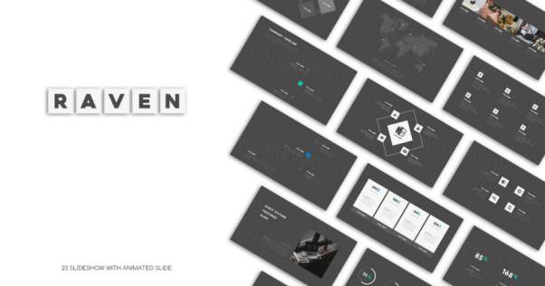 高端灰企业业务介绍PPT模板下载 Raven PPt