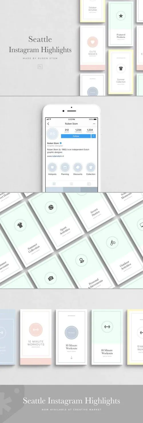 Ins新媒体社交媒体文章贴图设计PSD模板 Seattle Instagram