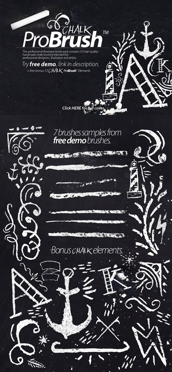 粉笔效果的笔刷素材 Roller Paint Brush  Bonus