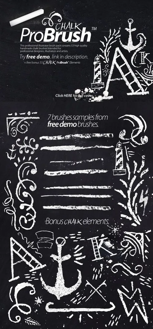 粉笔效果的笔刷素材 Roller Paint Brush  Bonus