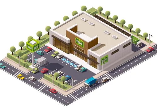 超市杂货店EPS矢量等距设计素材 Vector isometric supermarket