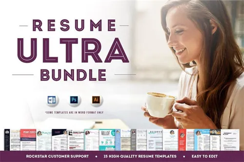 15个高质量的时尚简历模板 Resume Templates - Ultra Bundle