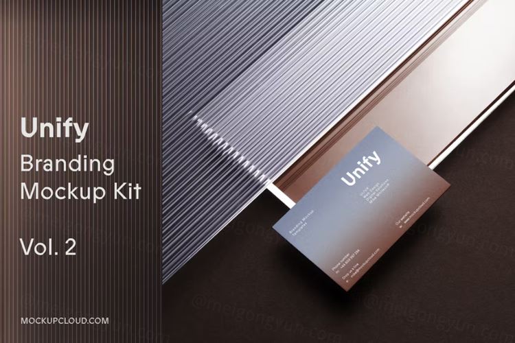 高质量企业办公文具高端品牌VI设计贴图展示样机PSD模板 U