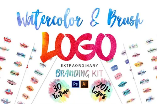1400个创意现代水彩标志logo设计模板 1400 LOGOS MEGA BUNDLE PACK