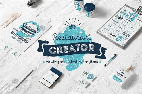 咖啡西餐厅品牌标识样机模版 Cafe and restaurant identity creator