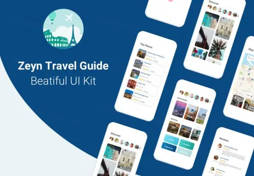 旅行指南移动APP程序UI工具包 Zeyn Travel Guide UI Ki
