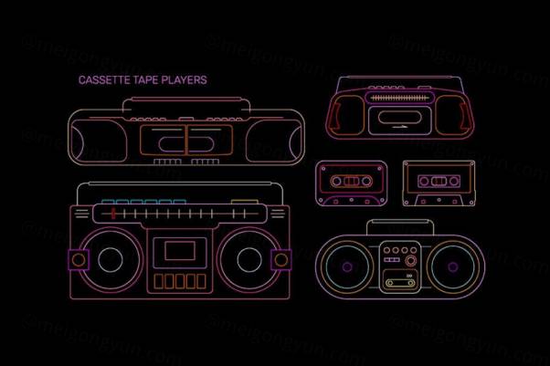 经典磁带播放器图标下载[Ai,PSD]