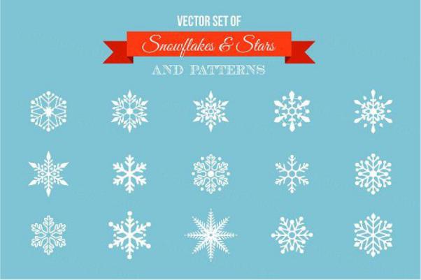 雪花矢量图标 Snowflakes – stars icons amp