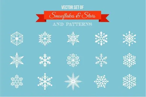 雪花矢量图标 Snowflakes – stars icons amp