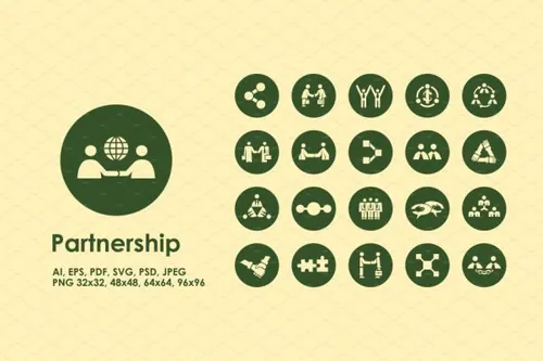 合作关系图标素材 Partnership simple icons