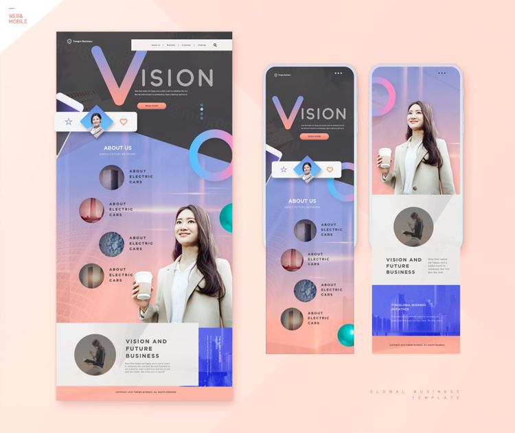 粉色个人简介页面网页设计模板