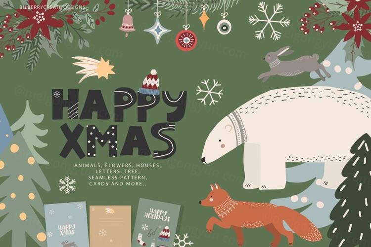 高质量快乐圣诞节艺术图案装饰设计素材合集包 HAPPY XM