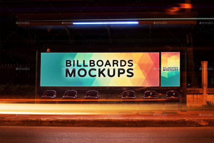 夜间广告牌展示样机模版 Billboards Mockups at Night